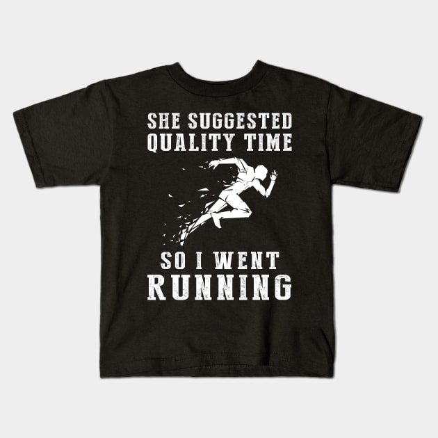 Sprinting into Quality Time - Funny Running Tee! Kids T-Shirt by MKGift